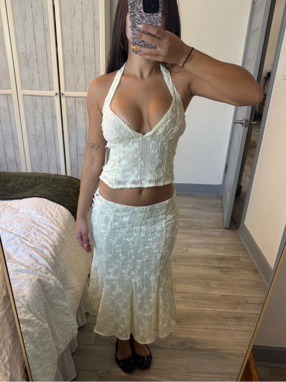 Princess Polly Cream Lace Halter top & Maxi Skirt Set
